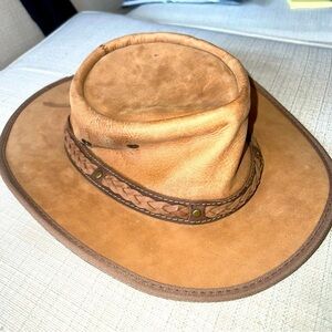 Barmah Hats Squashy Brown Genuine Cattle Leather Made In Australia Size Small